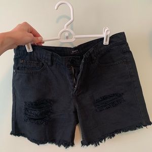 Obey destroyed, black denim shorts